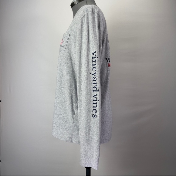VINEYARD Vines Women’s Long Sleeve Santa Whale Pocket T-shirt in Grey Size L - Picture 3 of 12
